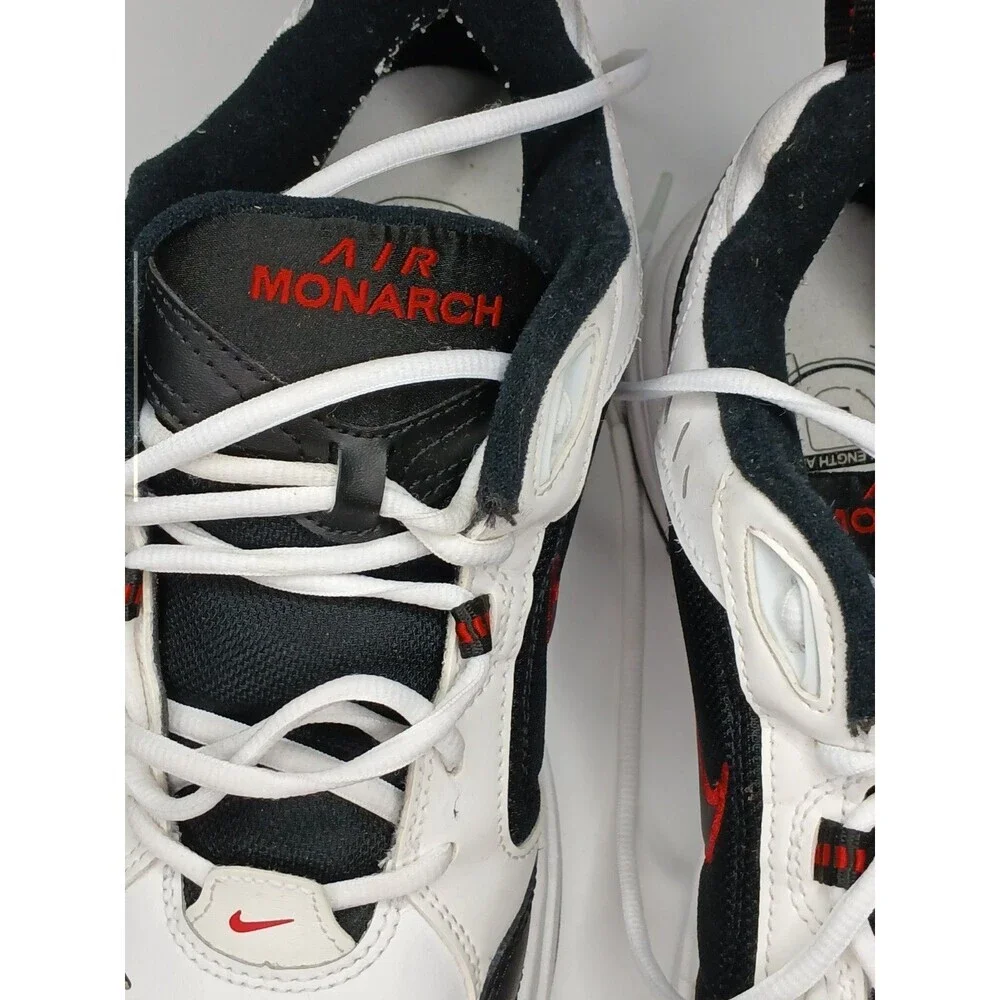 Nike Air Monarch IV Men’s Sneakers White Black Red Athletic Training Shoes